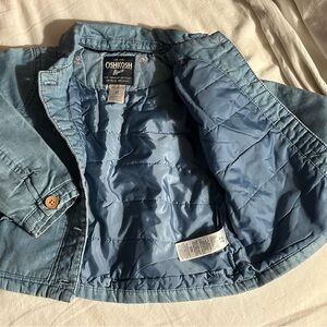 Osh Kosh Bgosh Girls Jean Jacket sz 2T Lined Ruffle Pockets Cute!.